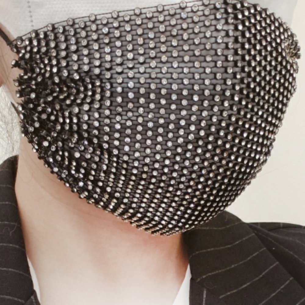 Black Rhinestone Bling Mask Cover - Picture 4 of 4